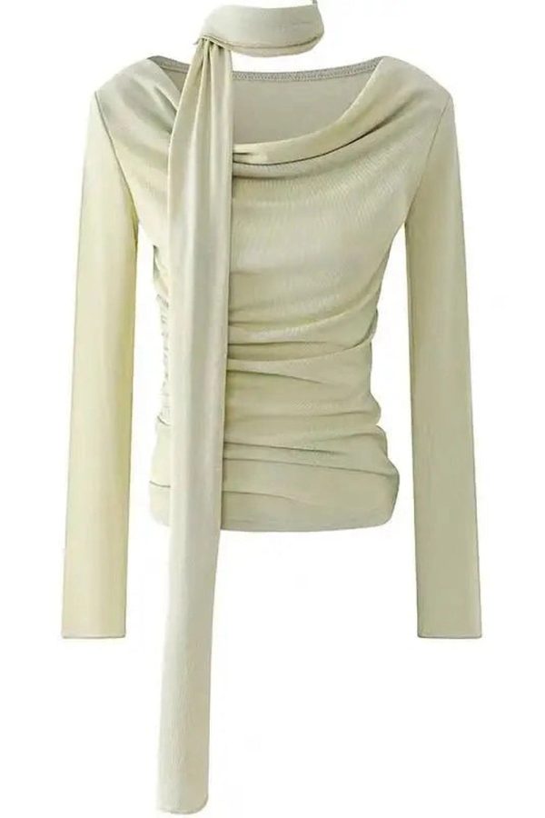 Y2K Asymmetrical Drape Neck Top for Trendy Summer Outfits