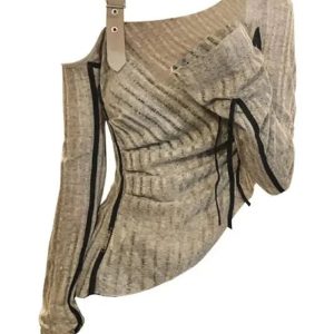 Y2K Asymmetrical Strap Detail Knit Top for Trendy Summer Outfits