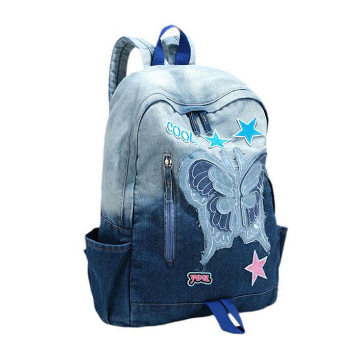 Y2K Butterfly Denim Backpack: Retro Grunge Style for Summer Outfits