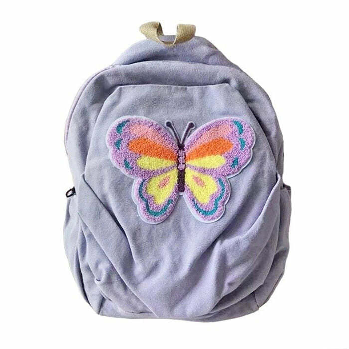 Y2K Butterfly Lavender Backpack - Retro Style for Summer Outfits