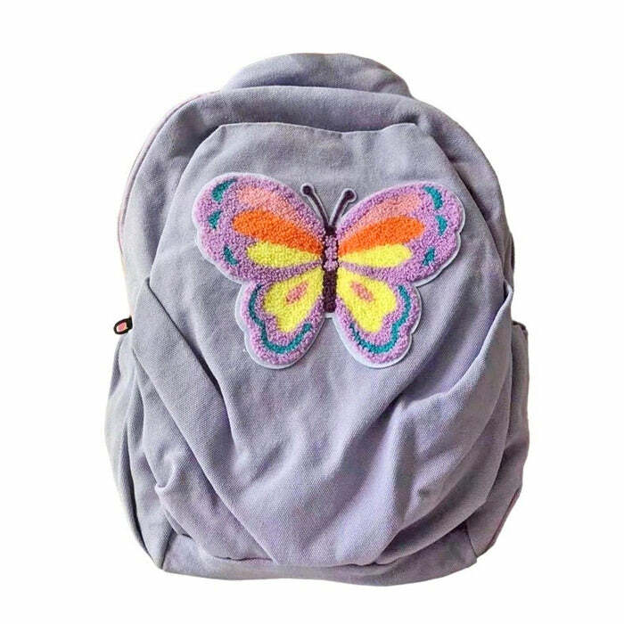 Y2K Butterfly Lavender Backpack - Retro Style for Summer Outfits