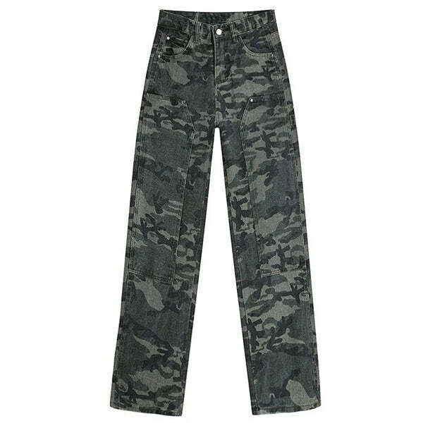 Y2K Camouflage Cargo Jeans: Retro 90s Grunge Style for Summer Outfits