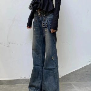 Y2K Cargo Chic Wide-Leg Jeans for Trendy Summer Outfits