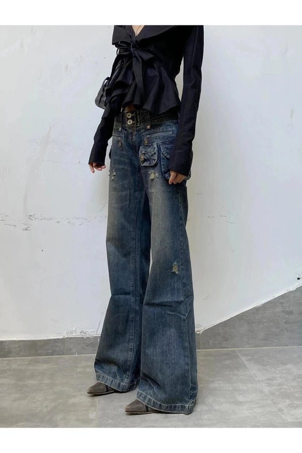 Y2K Cargo Chic Wide-Leg Jeans for Trendy Summer Outfits