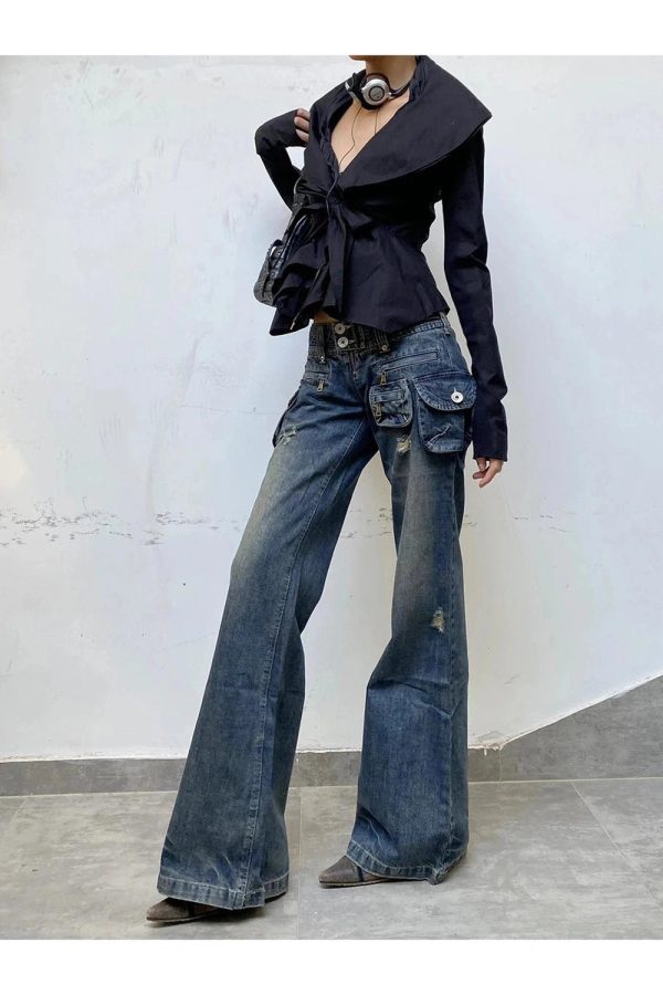 Y2K Cargo Chic Wide-Leg Jeans for Trendy Summer Outfits