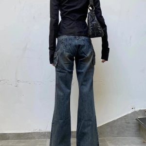 Y2K Cargo Chic Wide-Leg Jeans for Trendy Summer Outfits