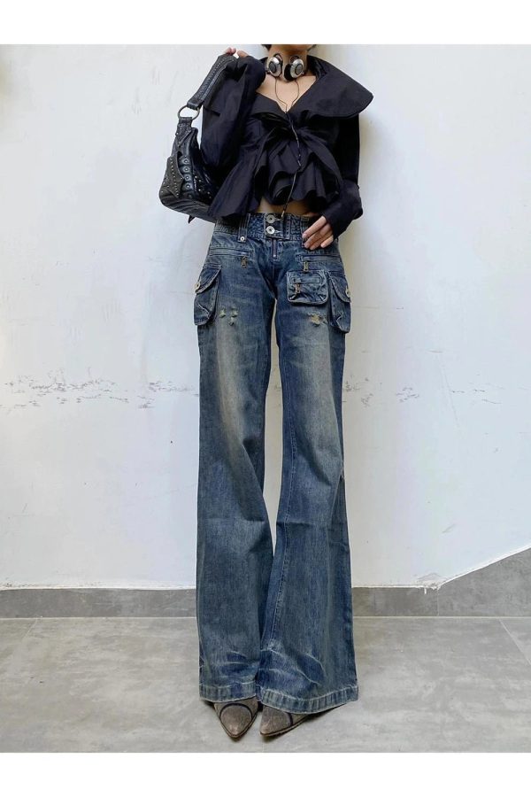 Y2K Cargo Chic Wide-Leg Jeans for Trendy Summer Outfits