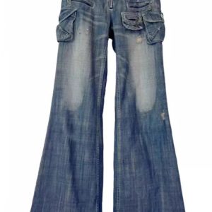 Y2K Cargo Chic Wide-Leg Jeans for Trendy Summer Outfits