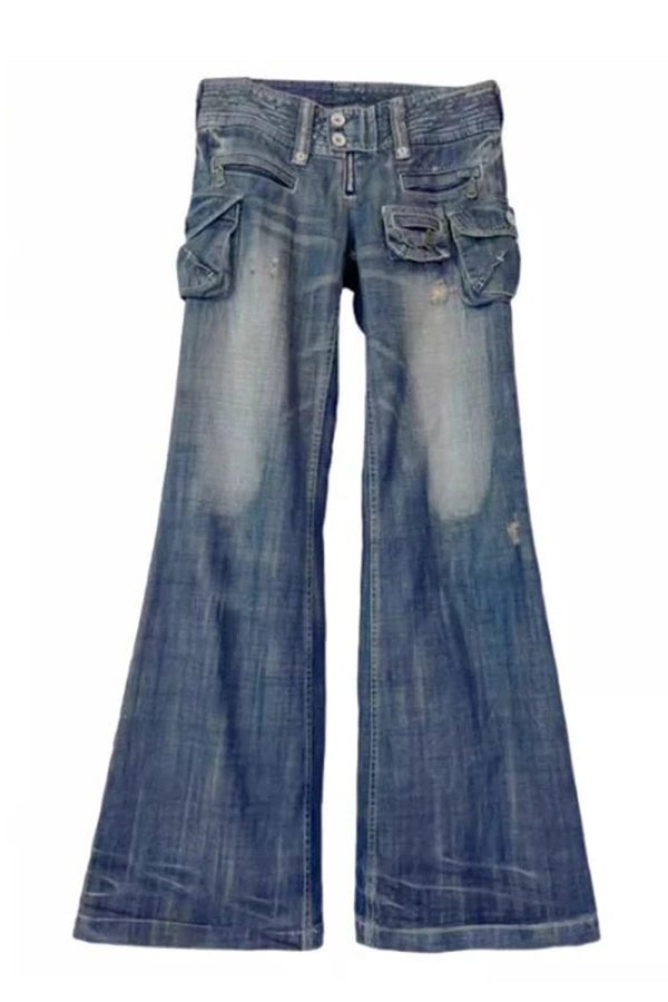 Y2K Cargo Chic Wide-Leg Jeans for Trendy Summer Outfits