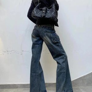 Y2K Cargo Chic Wide-Leg Jeans for Trendy Summer Outfits