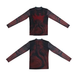 Y2K Chaos Flame Graphic Mesh Top for Trendy Summer Outfits