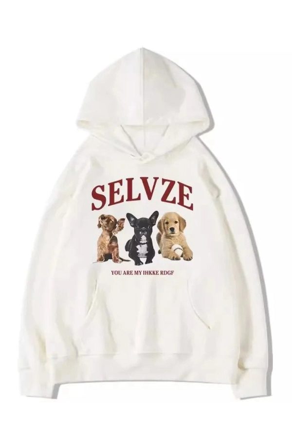 Y2K Cute Puppy Graphic Hoodie - Retro 90s Style for Summer Vibes