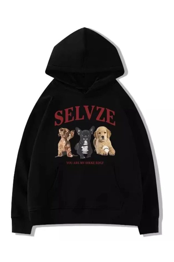 Y2K Cute Puppy Graphic Hoodie - Retro 90s Style for Summer Vibes