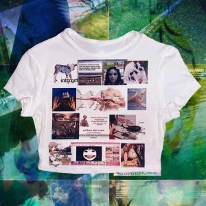 Y2K Digital Dystopia Collage Top - Retro Grunge Summer Outfit