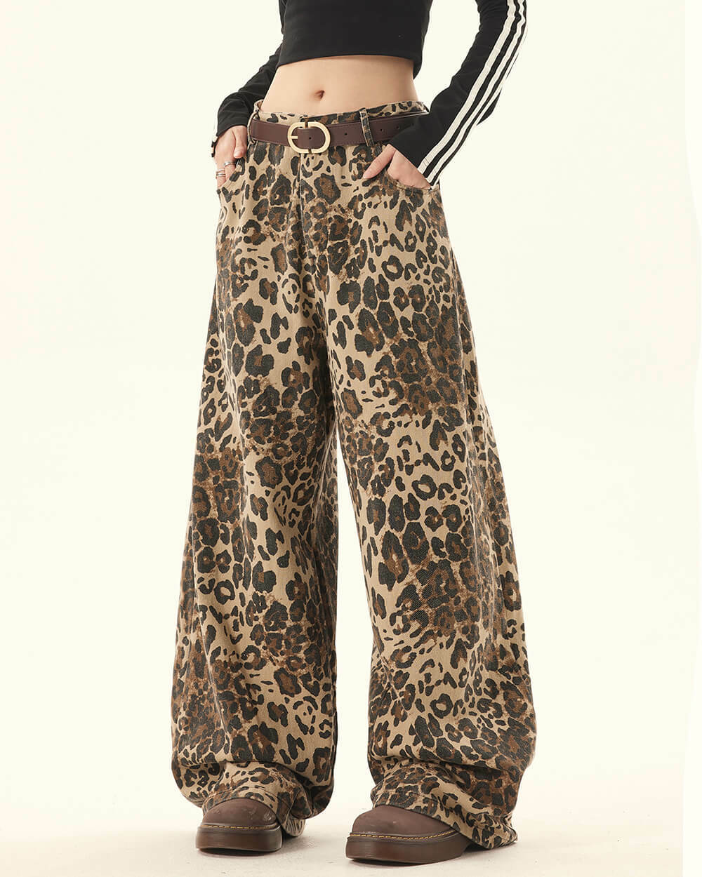 Y2K Fashion Leopard Print Wide-Leg Pants for Trendy Summer Outfits