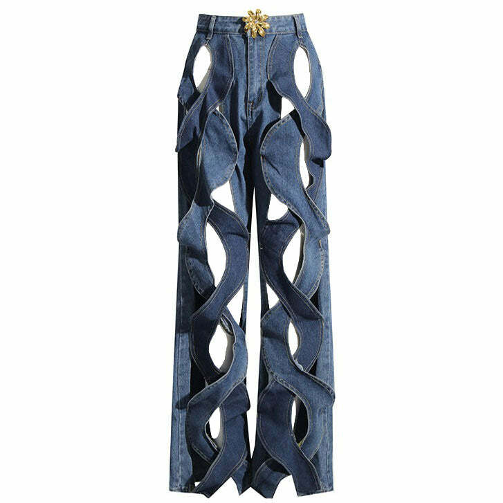 Y2K Fashion Showgirl Hollow Out Criss Cross Jeans for Trendy Summer Vibes