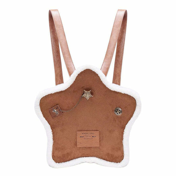 Y2K Fashion Vanilla Girl Sheepskin Star Backpack for Retro Summer Vibes