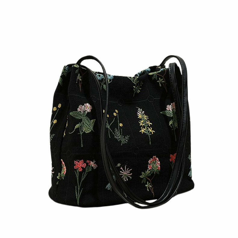 Y2K Floral Embroidery Bag - Trendy Plant Mom Aesthetic Accessory