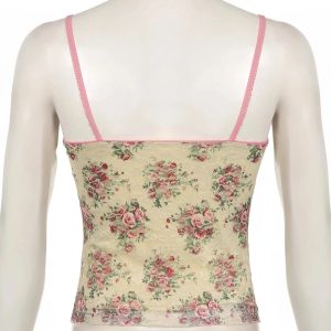 Y2K Floral Lace Vintage Top - Retro Summer Outfit for Trendy Women