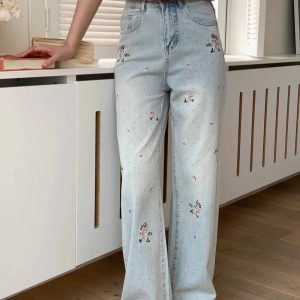 Y2K Floral Wide-Leg Jeans for a Retro Summer Vibe