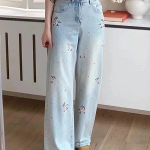 Y2K Floral Wide-Leg Jeans for a Retro Summer Vibe