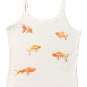 Y2K Goldfish Serenity Tank Top - Retro Summer Outfit for Trendy Vibes