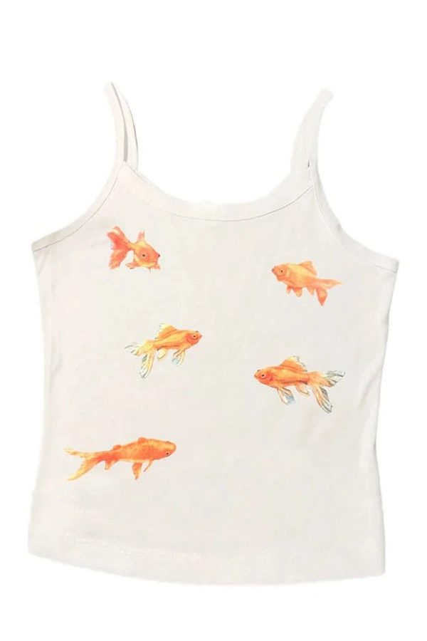 Y2K Goldfish Serenity Tank Top - Retro Summer Outfit for Trendy Vibes