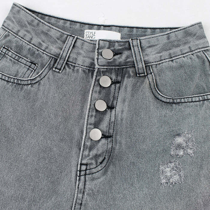 Y2K Grey Baggy Jeans: Retro 90s Grunge Outfit Essential for Summer Style