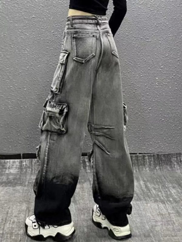 Y2K Grunge Ash Storm Cargo Jeans for Retro Summer Outfits