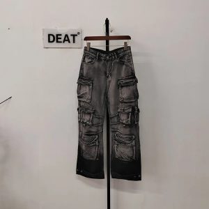 Y2K Grunge Ash Storm Cargo Jeans for Retro Summer Outfits