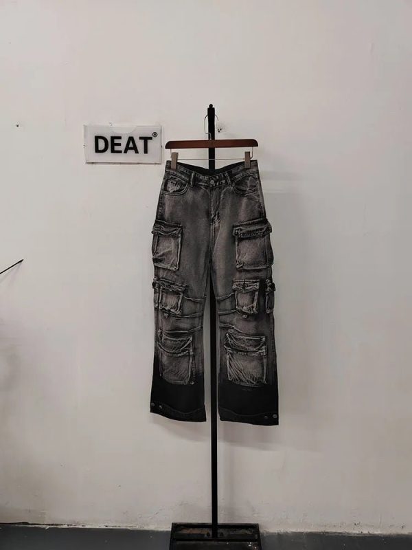 Y2K Grunge Ash Storm Cargo Jeans for Retro Summer Outfits