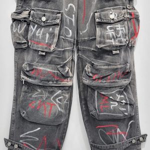 Y2K Grunge Graffiti Riot Cargo Jeans for Retro Summer Outfits