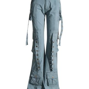 Y2K Grunge Hybrid Harness Split Jeans for Trendy Summer Outfits