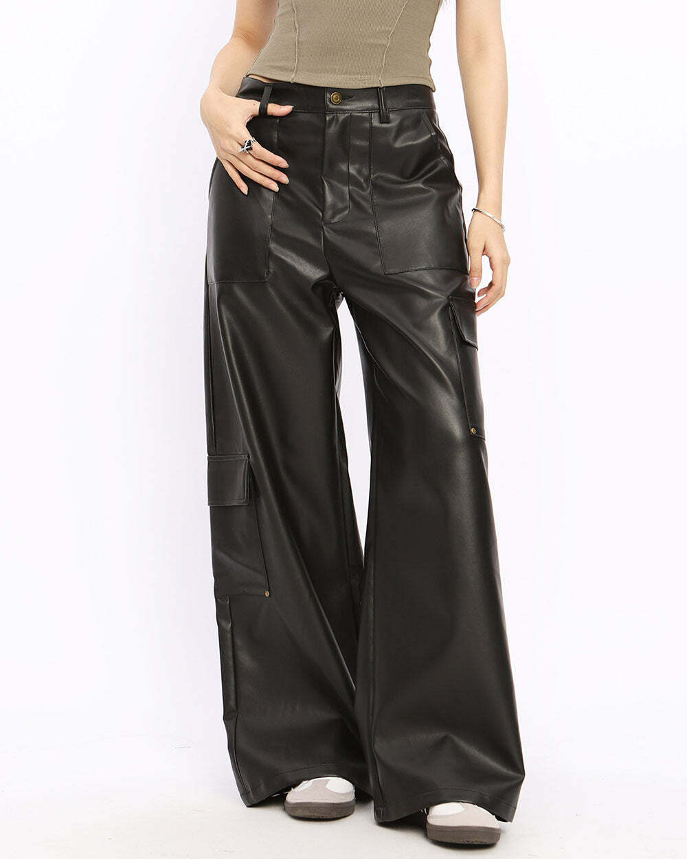 Y2K Grunge Leather Trousers for a Retro 90s Fashion Statement