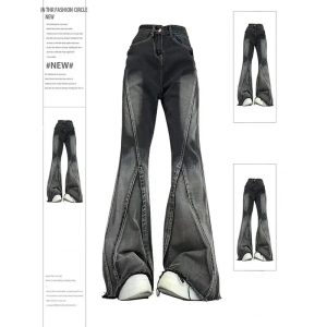 Y2K Grunge Shadow Flare Panel Jeans for Retro Summer Outfits