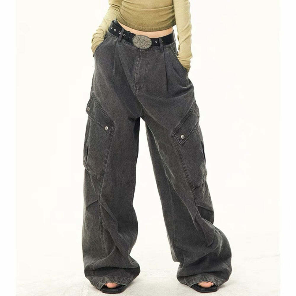 Y2K Grunge Skater Cargo Jeans for Retro Summer Outfits