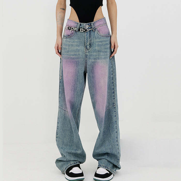 Y2K Grunge Skater Girl Baggy Jeans for Retro Summer Outfits