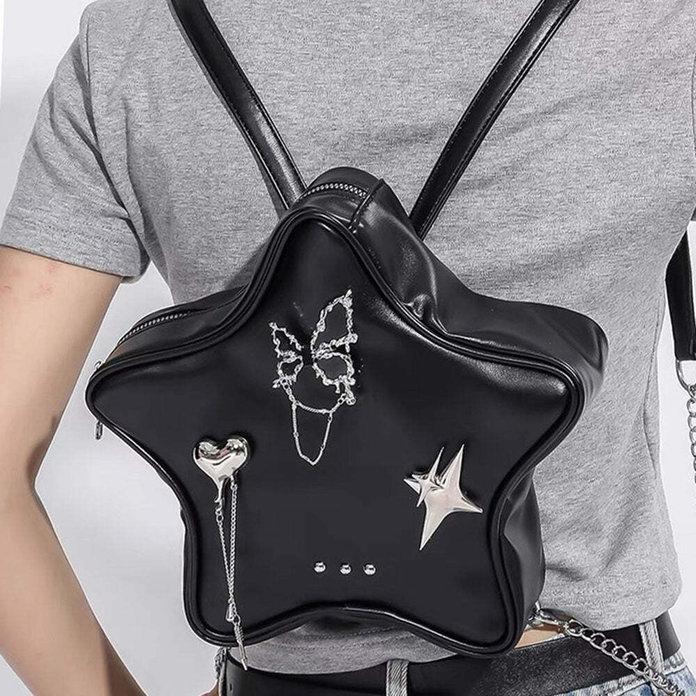 Y2K Grunge Star-Shaped Mini Backpack for Retro Summer Outfits