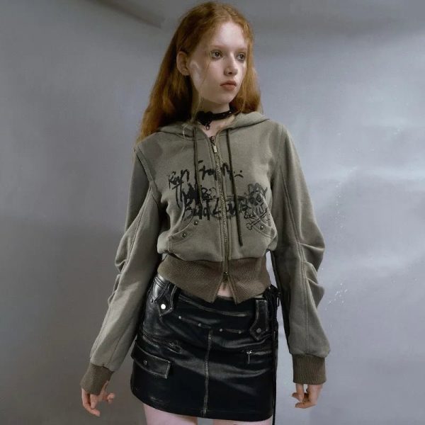 Y2K Grunge Street Edge Hoodie for Retro Summer Outfits and Parties