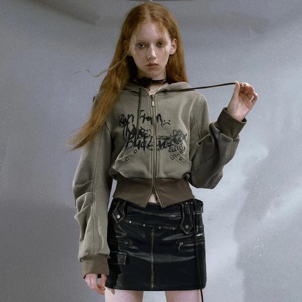 Y2K Grunge Street Edge Hoodie for Retro Summer Outfits and Parties