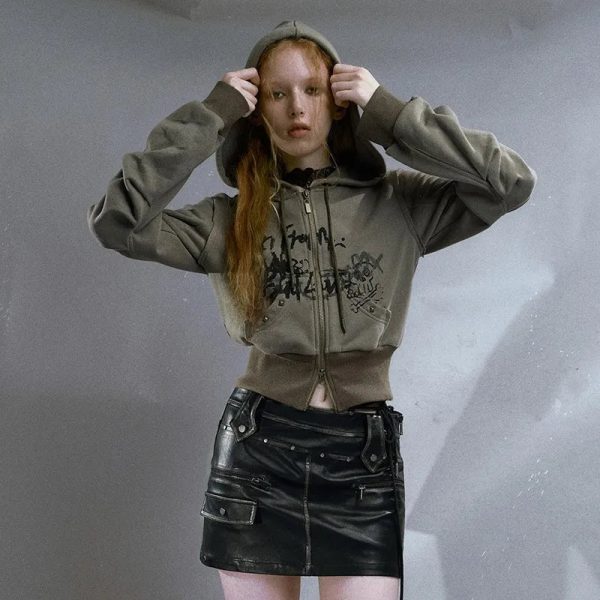 Y2K Grunge Street Edge Hoodie for Retro Summer Outfits and Parties