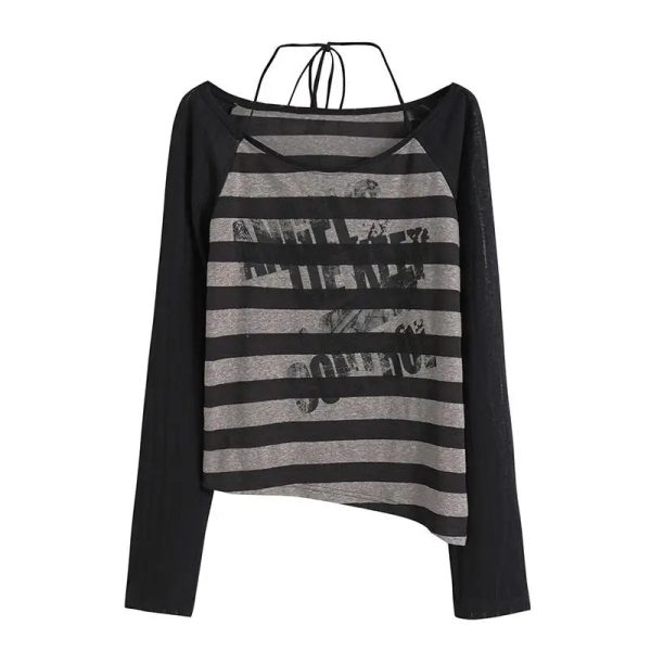 Y2K Grunge Striped Slouch Top for Retro Summer Outfits