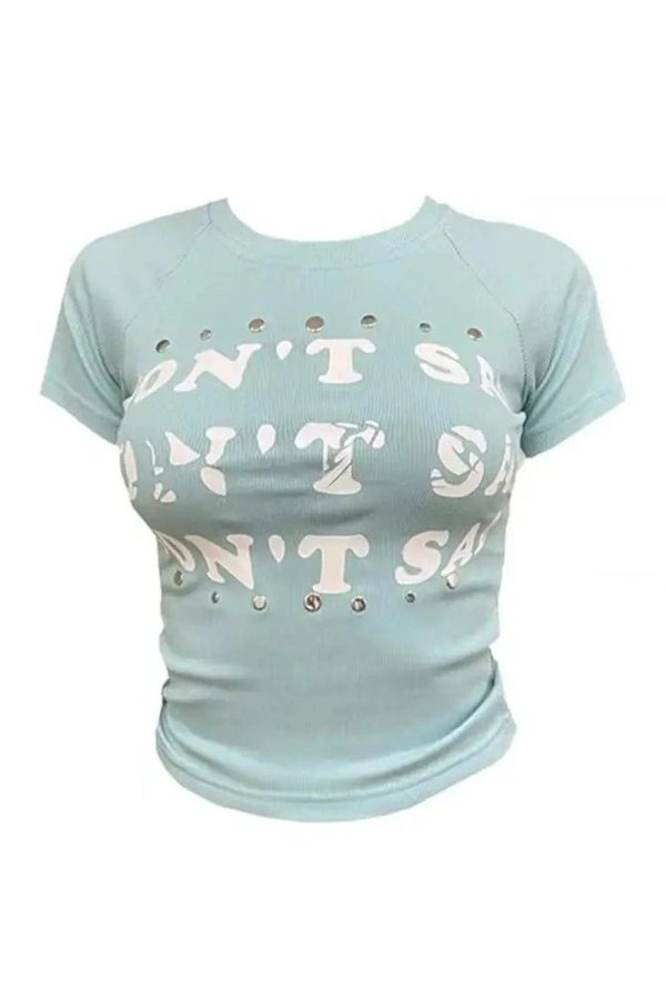 Y2K Grunge Studded Graphic Baby Tee for Retro Summer Outfits