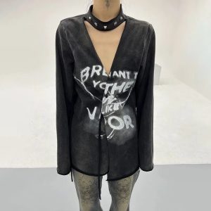 Y2K Grunge Style Void Graffiti Top for Trendy Summer Outfits