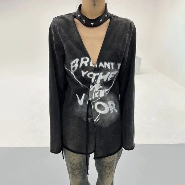 Y2K Grunge Style Void Graffiti Top for Trendy Summer Outfits