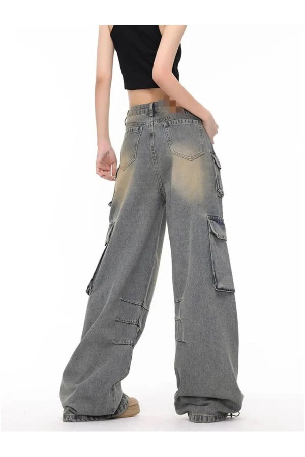 Y2K Grunge Urban Explorer Cargo Jeans for Retro Summer Outfits