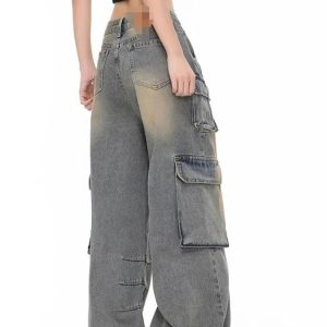 Y2K Grunge Urban Explorer Cargo Jeans for Retro Summer Outfits