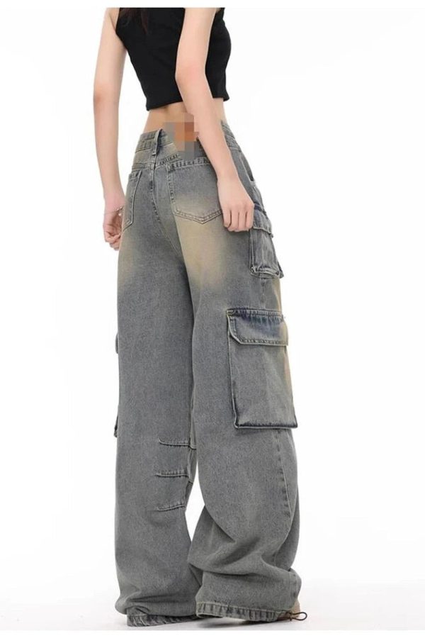 Y2K Grunge Urban Explorer Cargo Jeans for Retro Summer Outfits