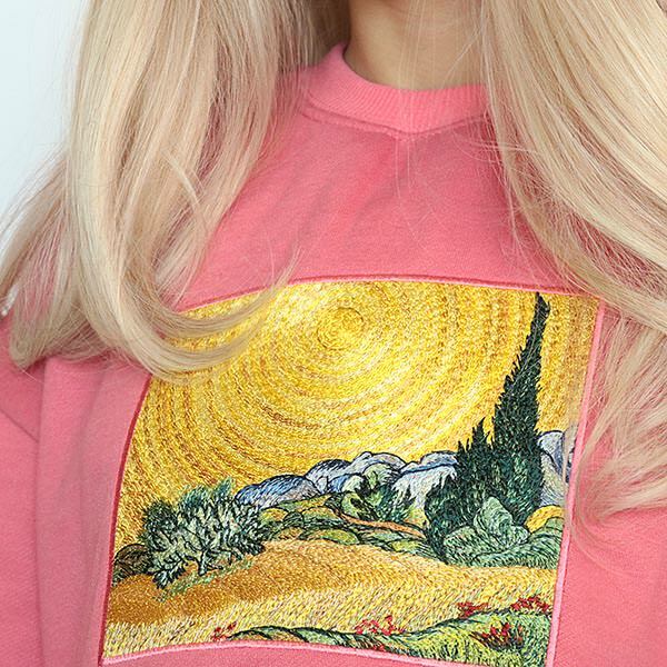 Y2K Grunge Wheat Field Cypresses Sweatshirt for Retro Summer Vibes