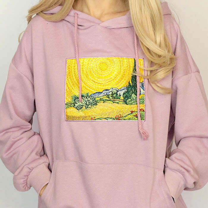 Y2K Grunge Wheat Field with Cypresses Hoodie - Retro Summer Style